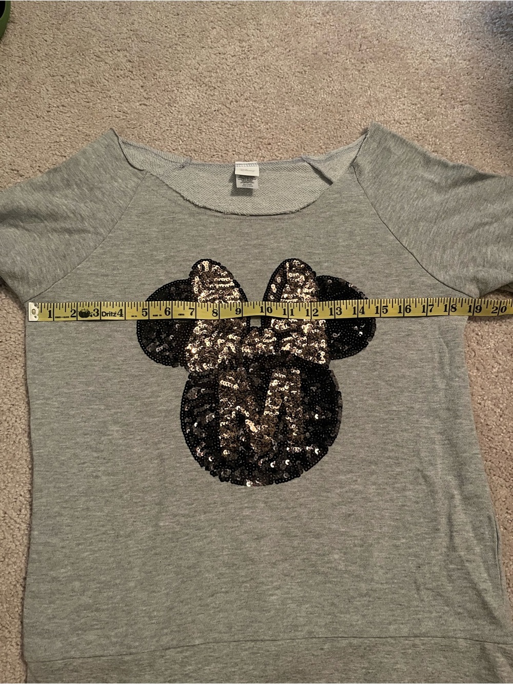 Disney Gray Sweatshirt with Black and Gold Sequin Minnie Accent - Picture 6 of 7